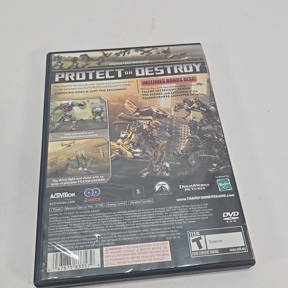 Transformers : The Game-Greatest Hits Sony PlayStation 2 PS2 +Bonus Disc! Tested